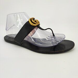 Gucci Marmont Women's Size 8.5 US Leather Black Thong Sandals Casual